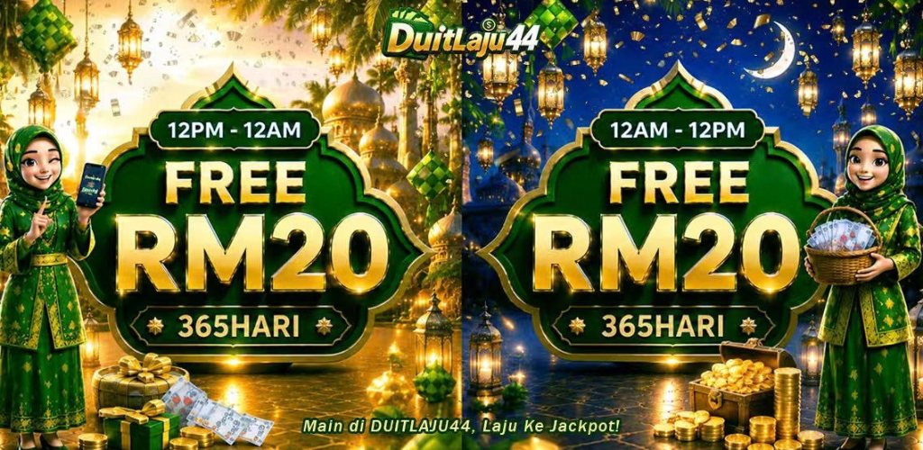 DuitLaju44: Free RM20 twice daily for 365 hari