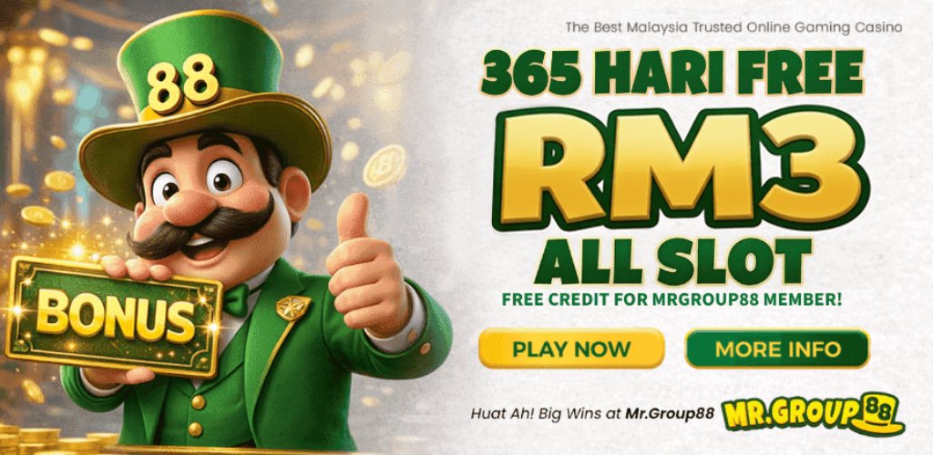 MrGroup88: 365 hari free RM3 on all slots